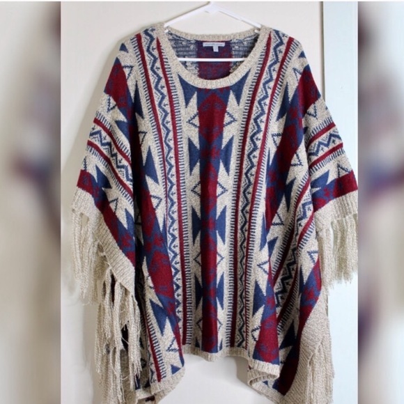 Charlotte Russe M/L Aztec Poncho Sweater Cardigan - Picture 3 of 3